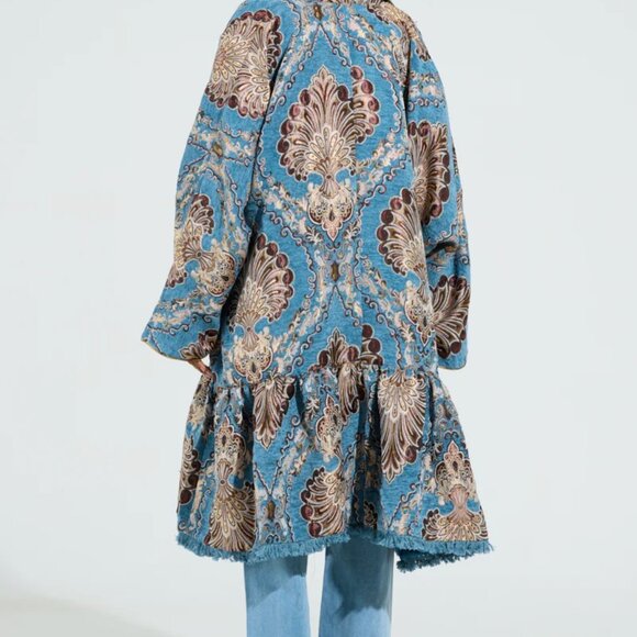 AKiRA ELegant Blue and Gold Women's Coat Size XL EUC - Picture 5 of 14